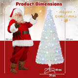 NNECW 180cm Pre-Lit Fiber Optic Christmas Tree with Iridescent Leaves-1.8M