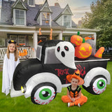 NNEOBA Halloween Inflatable Frankenstein Car with Pumpkin & Ghost