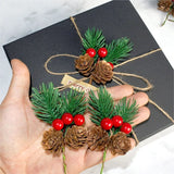 NNEOBA 1pc Artificial Christmas Pinecone Red Berry Stem