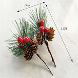 NNEOBA 1pc Artificial Christmas Pinecone Red Berry Stem