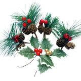 NNEOBA 1pc Artificial Christmas Pinecone Red Berry Stem