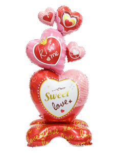 NNEOBA Large 3D Kiss Me Heart Foil Balloon Stand
