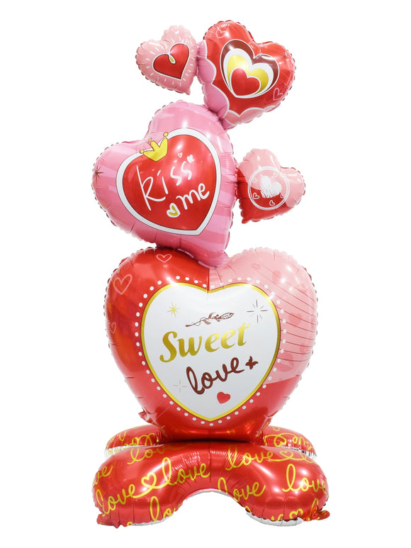 NNEOBA Large 3D Kiss Me Heart Foil Balloon Stand