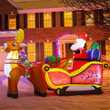 NNEOBA 2.1m Long Inflatable Santa Reindeer Sled with LED Lights