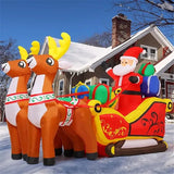 NNEOBA 2.1m Long Inflatable Santa Reindeer Sled with LED Lights