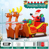 NNEOBA 2.1m Long Inflatable Santa Reindeer Sled with LED Lights