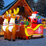 NNEOBA 2.1m Long Inflatable Santa Reindeer Sled with LED Lights