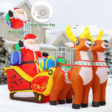 NNEOBA 2.1m Long Inflatable Santa Reindeer Sled with LED Lights