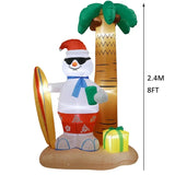 NNEOBA 2.4M Christmas Inflatable Beach Snowman with LED Lights