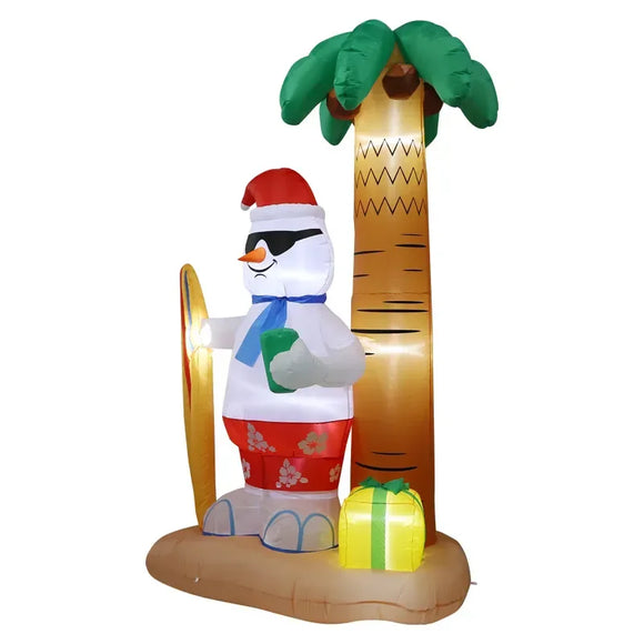 NNEOBA 2.4M Christmas Inflatable Beach Snowman with LED Lights