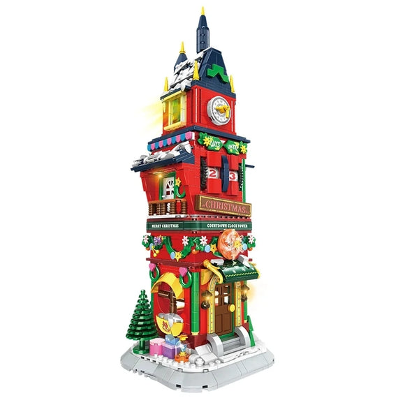 NNEOBA 2023 City Creativity Winter Village Countdown Tower Model Building Blocks