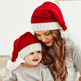 NNEOBA Mom & Baby Set Knitted Christmas Hat Pompom Santa Beanie