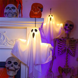 NNEOBA 3PCS Glow Ghost Halloween Decoration – Indoor/Outdoor Hanging Horror Prop with Lights