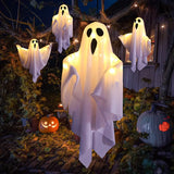 NNEOBA 3PCS Glow Ghost Halloween Decoration – Indoor/Outdoor Hanging Horror Prop with Lights