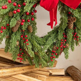 NNEOBA Christmas Heart-Shaped Rattan Wreath with Bowknot