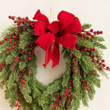 NNEOBA Christmas Heart-Shaped Rattan Wreath with Bowknot