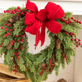 NNEOBA Christmas Heart-Shaped Rattan Wreath with Bowknot