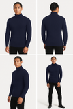 NNEOBA Men's Turtleneck Warm Pullover Knitted Sweater (Navy Blue)