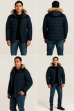 NNEOBA Men's Thick Hooded Winter Parka Jacket Coat (Dark Blue)
