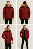 NNEOBA Men's Thick Hooded Winter Parka Jacket Coat (Red)