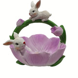 NNETM Resin Bunny & Lotus Figurine for Home Decor