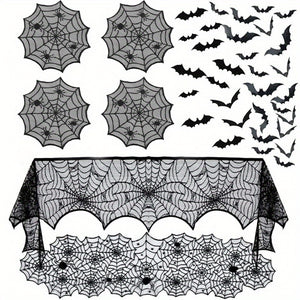 NNETM Halloween Lace Spiderweb Party Decoration Set (22pcs)