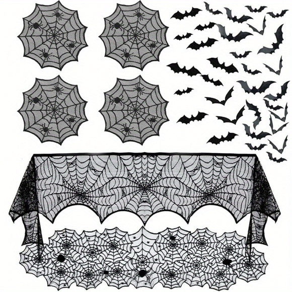 NNETM Halloween Lace Spiderweb Party Decoration Set (22pcs)
