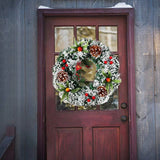 NNEOBA Artificial Christmas Wreath with Berries and Pine Balls