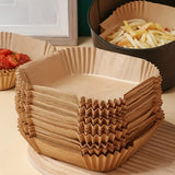 50pcs Round Air Fryer Paper Liners 20cm Non-Stick Baking Sheets