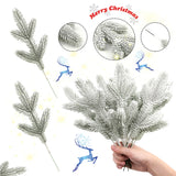 NNEOBA Artificial Snowy Pine Needles Branches Christmas Picks (20pcs)