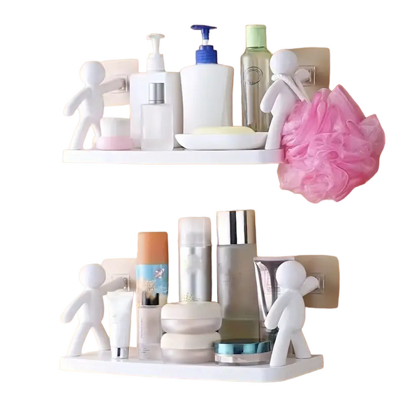 NNETM Pure Elegance: 2pcs White Floating Shelves for Your Bathroom Oasis