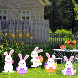 NNETM 5pcs Waterproof Bunny and Easter Eggs Yard Signs