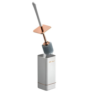 NNETM Silicone Toilet Brush and Holder Set with Long Handle