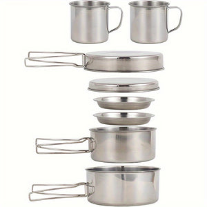NNETM Camping Cookware Set Stainless Steel (8pcs)
