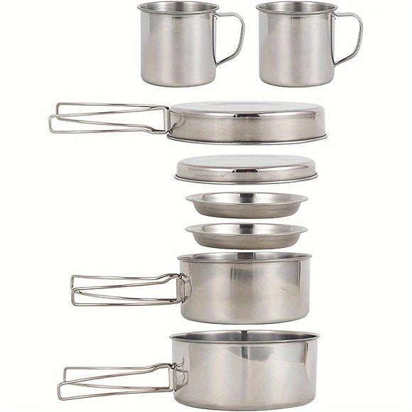 NNETM Camping Cookware Set Stainless Steel (8pcs)