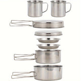 NNETM Camping Cookware Set Stainless Steel (8pcs)