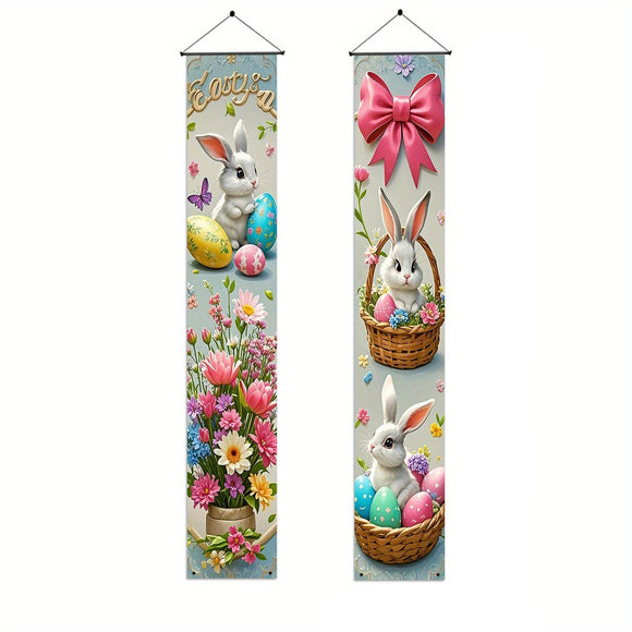 NNETM Easter Bunny Floral Door Banners 30x180cm