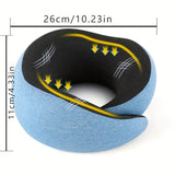 NNETM All-Season Travel Pillow - Pure Memory Foam Neck Pillow - Grey+Blue