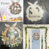 NNETM Easter Bunny Wreath Door Hanger for Holiday Decor