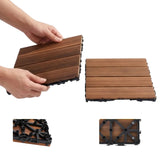27pcs Pine Wood Interlocking Deck Tiles DIY Flooring