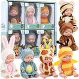 NNETM 6-Piece Mini Children’s Dolls Set with Animal Costumes