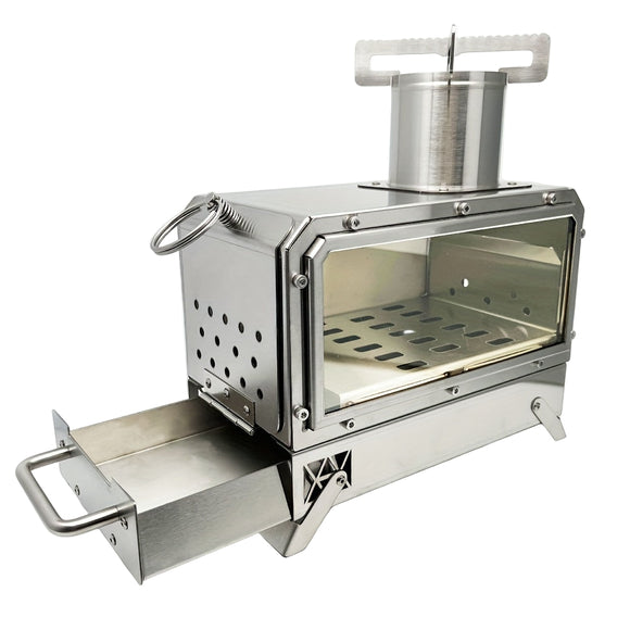 NNETM Outdoor Camping Wood Stove with Fire Viewing Window