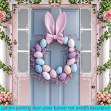 NNETM Bunny Ears Easter Egg Wreath Polyester Door Decor