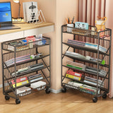 NNETM Office Bookshelf with Wheels and Storage Basket