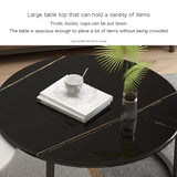 NNEOBA Elegance in Contrast: Set of 2 Round Nesting Marble Coffee Tables in Style9: Black and White