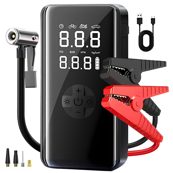 NNETM Car Battery Starter Kit with Air Compressor (7-in-1)