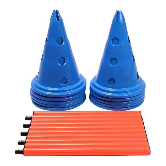 NNETM 15-Piece Adjustable Sports Training Cones Set