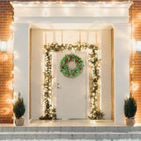 NNEOBA Pre-Lit Christmas Wreath with LED Lights