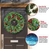 NNEOBA Pre-Lit Christmas Wreath with LED Lights