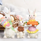 NNETM 3pcs Vintage Easter Rabbit Resin Ornaments Decor